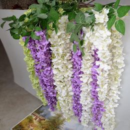 Decorative Flowers Artificial Hydrangea Silk 5.4 Feets Long Elegant Wisteria Vine Rattan For Wedding Home Christmas Decorations