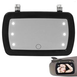 Interior Accessories Car Sun Visor Vanity Mirror Makeup With 6 LED Lights Cosmetic Built-in Battery Universal Rear View