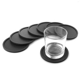 Table Mats 8pcs Non-slip Silicone Drinking Round Coffeee Cup Mat Heat Resistant Coasters Coffee Mug Placemat Kitchen Accessories