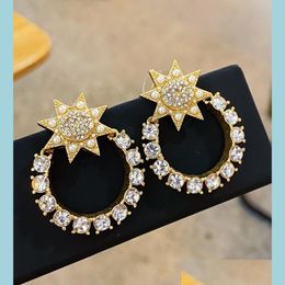 Stud Stud The Latest Sunflower Star Studded Brass Earrings In Pearl Shape Drop Delivery Jewelry Dhgjd