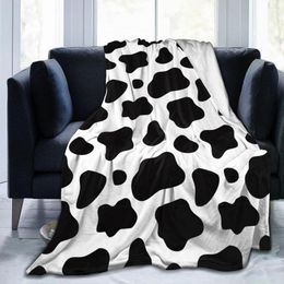 Blankets Flannel Blanket Black And White Cow Pattern Soft Thin Fleece Bedspread Cover For Bed Sofa Home Decor Dropship