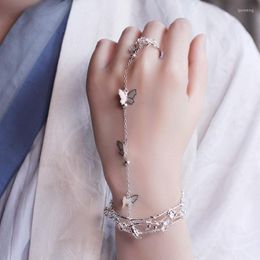 Link Bracelets Star Butterfly Slave Bracelet Hand Accessories For Women Fashion Connected Finger On Female Ring Boho Jewellery