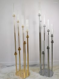 Candle Holders Metal Candlestick Round Base Wedding Table Centerpiece Candelabra Pillar Stand Road Lead Party Decoration