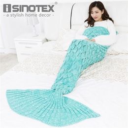 Blankets Swaddling VIP LINK ISINOTEX Soft Knitted Mermaid Tail Blanket Crochet Handmade Sleeping Bag for Kids Adult Birthday Christmas Gift 221103