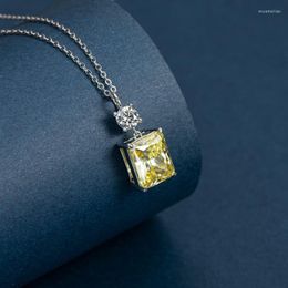 Pendant Necklaces Light Luxury High Carbon Diamond Yellow Flower 9 11 925 Sterling Silver Color Women's Necklace Women Christmas