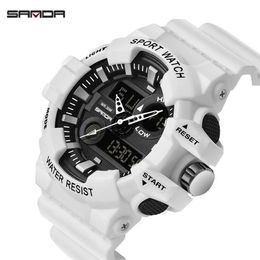 Sande Men Watches White G Style Sport Watch LED LED Digital Waterproof Watch S choque S Male Relógio Relógios Relógios Masculino Man X0625231x