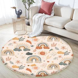 Carpets Alfombra Infantil Cartoon Round Carpet Floor Mat Bedroom Flannel Animal Rug Anti-Slip Baby Play Kids Room Decoration Mats