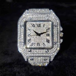 Iced Out Square Men Watches Top Brand Luxury Full Diamond Hip Hop Watch Fashion Unltra Thin Wristwatch Male Jewellery 2021224M