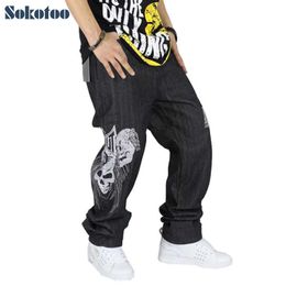 Men's Jeans Men's hip hop jeans for man Loose plus large size streetwear baggy denim pants Skull hiphop long trousers T221102