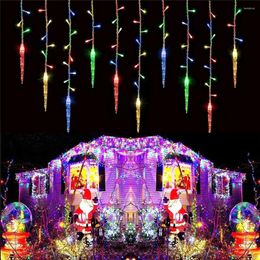 Strings Christmas Decorations For Home Street House Garlands Outdoor Festoon Led Icicle String Lights Droop 0.6-0.8m Xmas Decor