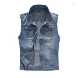 Men's Vests 2022 Slim Fit Cowboy Male Jacket Vest Ripped Denim Sleeveless Casual Waistcoat Jean Coat M-5XL