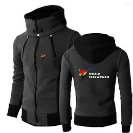 Men's Hoodies WTF World Taekwondo Federation 2022 Men's Long Sleeves Jackets Warm Windproof Double Zipper Casual Hooded Design Coats