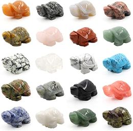 Party Favor 1.5 inch Hand Carved Turtle Gemstone Crystal Tortoise Pocket Stone Animal Figurines Statue Sculpture XB1