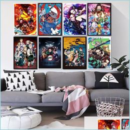 Paintings Paintings Japanese Demon Slayer Poster Picture Art Home Decor Hd Quality Canvas Painting Bedroom Living Kids Room Sofa Wal Dhd7R