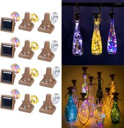 Strings Solar Powered Wine Bottle Lights 2M 20LED Waterproof Copper Cork For Xmas Wedding Christmas Outdoor Holiday Garden