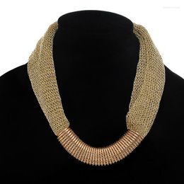Choker European American Necklace Gold Colour Black Silver Gauze Chain For Women Jewellery Necklaces & Pendants 1CF1