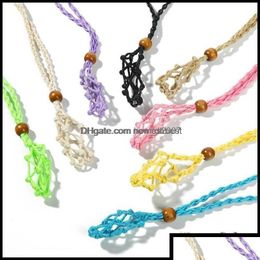 Pendant Necklaces Pendant Necklaces Pendants Jewellery Adjustable Necklace Cord Empty Stone Holder Wax Rope Diy Natural Quartz Crystal Otxpc