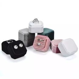 Velvet Jewellery Box Octagon Double Ring Boxes Square Display Gift Case with Detachable Lid Storage Container Earrings Cases