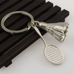 Badminton and Racket Lovers Key Chain Fashion Silver Color Car keychain Key Ring for men women gift Jewelry