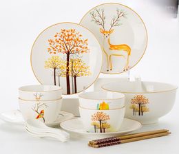 Dinnerware Sets Dishes Set Jingdezhen Ceramic Tableware Household Bowls And Plates Nordic Style Chopsticks