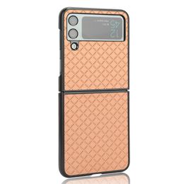 Funda Phone Cases For Samsung Galaxy Z Flip 4 3 Square Patterns Sticker PU Leather Back Case Cover