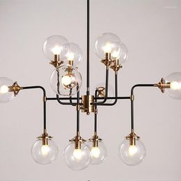 Pendant Lamps Modern Shade Glass Chandelier Light E14 Bulb LED Lamp Lighting Artistic Sphere Beanstalk Molecular