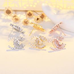 Luxury Women CZ Stud Earring Stainless Steel Earrings Jewelry for Gift