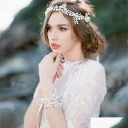 Hair Clips Barrettes Hair Clips Barrettes Romantic Crystal Flower Bridal Headband Lace Clip Women Wedding Headpiece Engagement Bri Dhdnk