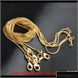 Chains Promotion Sale 18K Gold Chain Necklace 1Mm 16In 18In 20In 22In 24In 26In 28In 30In Mixed Smooth Snake Unisex Necklaces Vymr9 Otbuc
