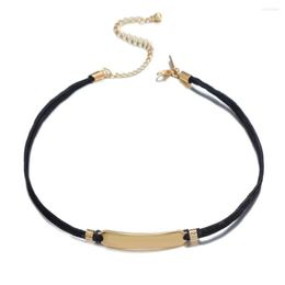 Choker Women Black Lace Short Necklace Gothic Gold Color Bar Charm Wedding Party Necklaces Collar Jewelry Gifts