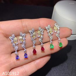 Dangle Earrings KJJEAXCMY Supporting Test 925 Sterling Silver Natural Emerald Sapphire Ruby Earring Butterfly Eardrop