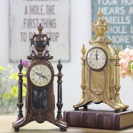 Table Clocks Clock Ornaments Large Sitting Retro Imitation Copper Gold American Antique