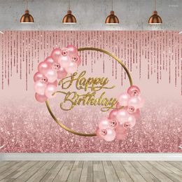 Party Decoration Happy Birthday Background Pography Backdrop Pink Balloon Glitter Spots Banner For Girls Women