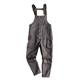 Men's Jeans Sokotoo Men's pockets buttons loose bib overalls Hip hop suspenders jumpsuits Coveralls T221102