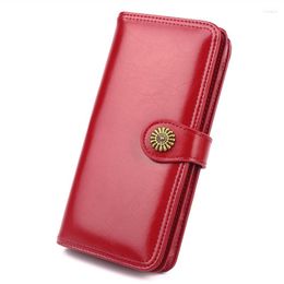 Card Holders Vintage Women Long Clutch Wallet Large Capacity Zipper Wallets PU Leather Female Purse Fashion Lady Phone Purses Holder