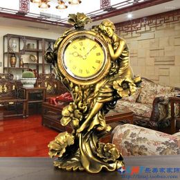 Table Clocks LEuropean-style Clock Pendulum Living Room TV Cabinet Household Decoration Fashion Resin Handicraft Figure Decoratio