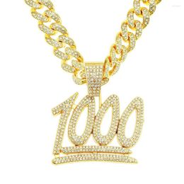 Pendant Necklaces Hip Hop Bling Full Iced Out Rhinestone Numbers Pendants & For Men Women Jewellery With Cuban Chains