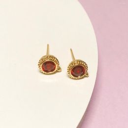 Stud Earrings Plated With 14K Gold Inlaid Zircon 925 Silver Pin DIY Accessories Jewellery For Women