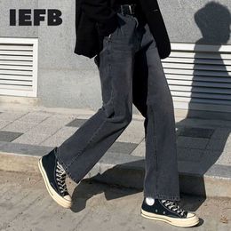 Men's Jeans IEFB Men's Jeans Loose Straight Autumn New Wide Leg Trousers Korean Fashion Streetwear Black Blue Distressed Casual Baggy Pants T221102