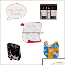 Pins Brooches Pins Brooches Jewellery Cute Enamel Books Women Men Bookstore Reel Creative Cartoon Badge For Children Fashion Gift Dro Otf3O