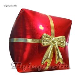 Large Shiny Inflatable Gift Box Christmas Ornament Multicolor Blow Up Cube Box Balloon For Xmas Decoration