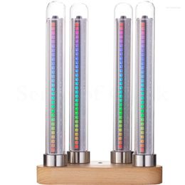 Table Clocks RGB Pickup Level Light Analog Glow Tube Rhythm Gift Ornaments Spectrum Display Desktop Beating Audio