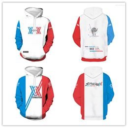 Men's Hoodies Anime Darling In The Franxx 02 Zero Two Cosplay Hoodie 3D Printed Hooded Sweatshirt Men Women Casual Streetwear Pullover