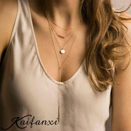 Pendant Necklaces Kaifanxi-Necklace 2 Pieces For Women No Darken 316L Stainless Steel Women's Minimalist Chain Choker