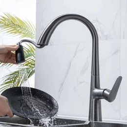 Kitchen Faucets Gun Gray Pull-out Faucet With And Cold Mixed Water Wash Basin Sink Rotatable