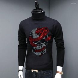 Men's Sweaters Men's Turtleneck Sweater Comfortable Customization Rhinestone Knit Pullover Warm All-Match WOOL Fashion Slim Knitwear