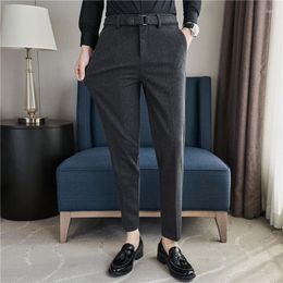 Men's Suits Elastic Waist Men's Business Dress Formal Pants Autumn Winter Woolen Slim Casual Suit Office Social Trousers Streetwear