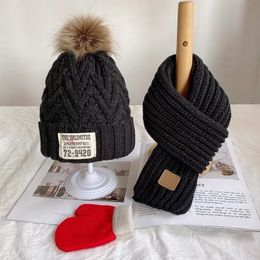 Velvet and Thickened Hat Scarf Set Hat Set Three Piece Set for Children, Boys and Girls, Warm Scarf, Glove Combination, Baby Pullover, Knitted Hat, Warm Three Piece Set