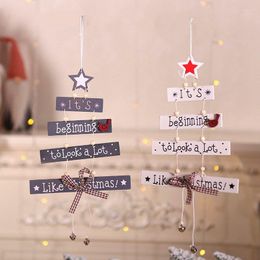 Christmas Decorations Wooden Pendant Sign Door Decor For Home Hanging Ornament Xmas Tree Supplies Year