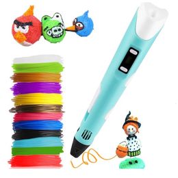 Kids 3D Printer DIY 3D Printing Pen With 3 Colour ABS / PLA Filament Toys for Christmas Birthday Gift